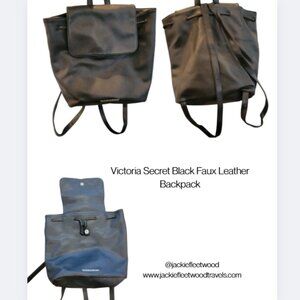 Victoria Secret Black Faux Leather Backpack